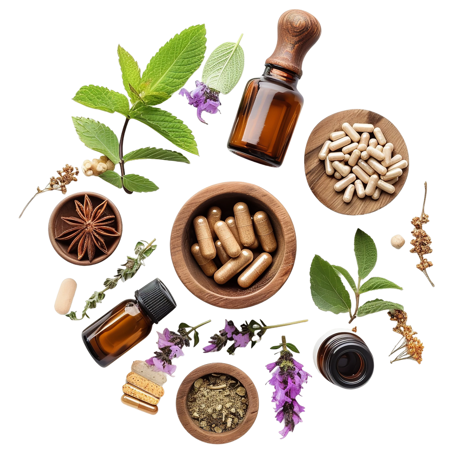 Homöopathie mit Pflanzen, Globuli und natürlichen Essenzen