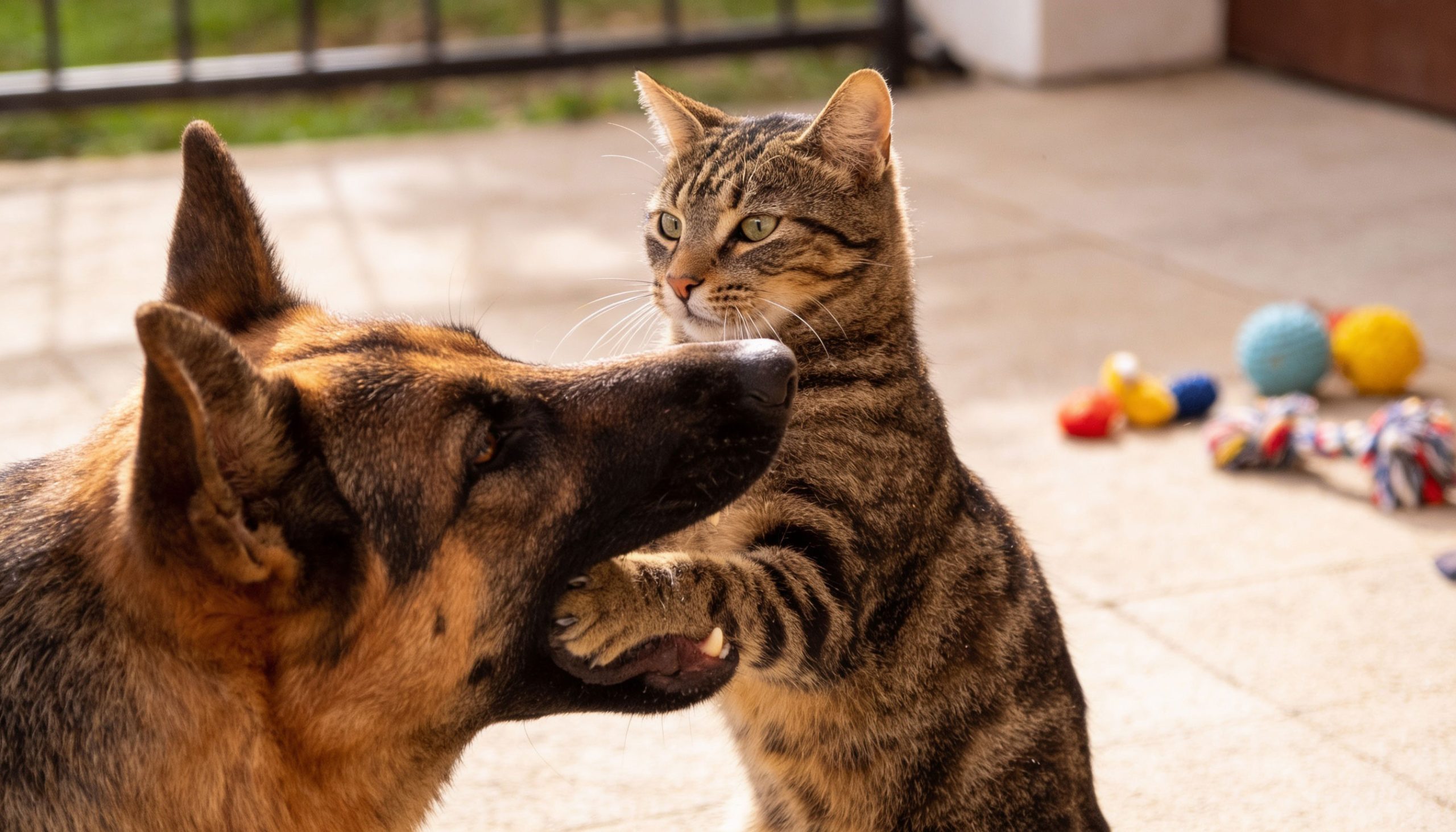 Hund und Katze in harmonischer Umgebung