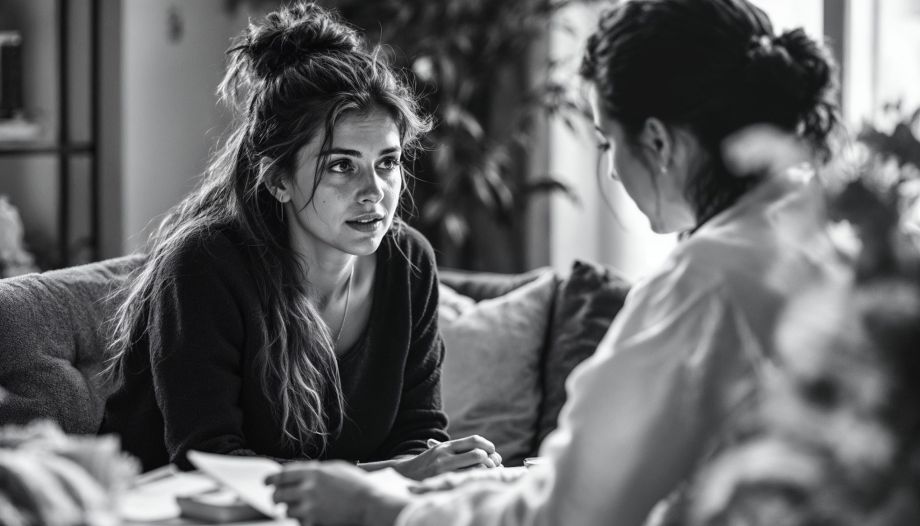 Patientin in Praxis, warme Atmosphäre